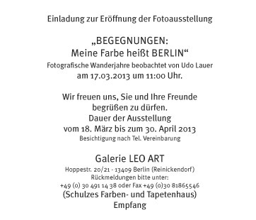 Foto Ausstellung "Hier wohne ich" Adresse