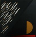 abstrakte Malerei kaufen 50 x 50 cm 19 schwarz silber gold 50 x 50 cm - Bild HALBMOND Maler LEO