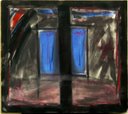 moderne Malerei kaufen schwarz grau blau 150 x 150 cm - Bild AUSBLICK Maler LEO