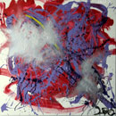 abstrakte Malerei kaufen rot violett weiss silber 100 x 100 cm - Bild JAZZ 3 Maler LEO
